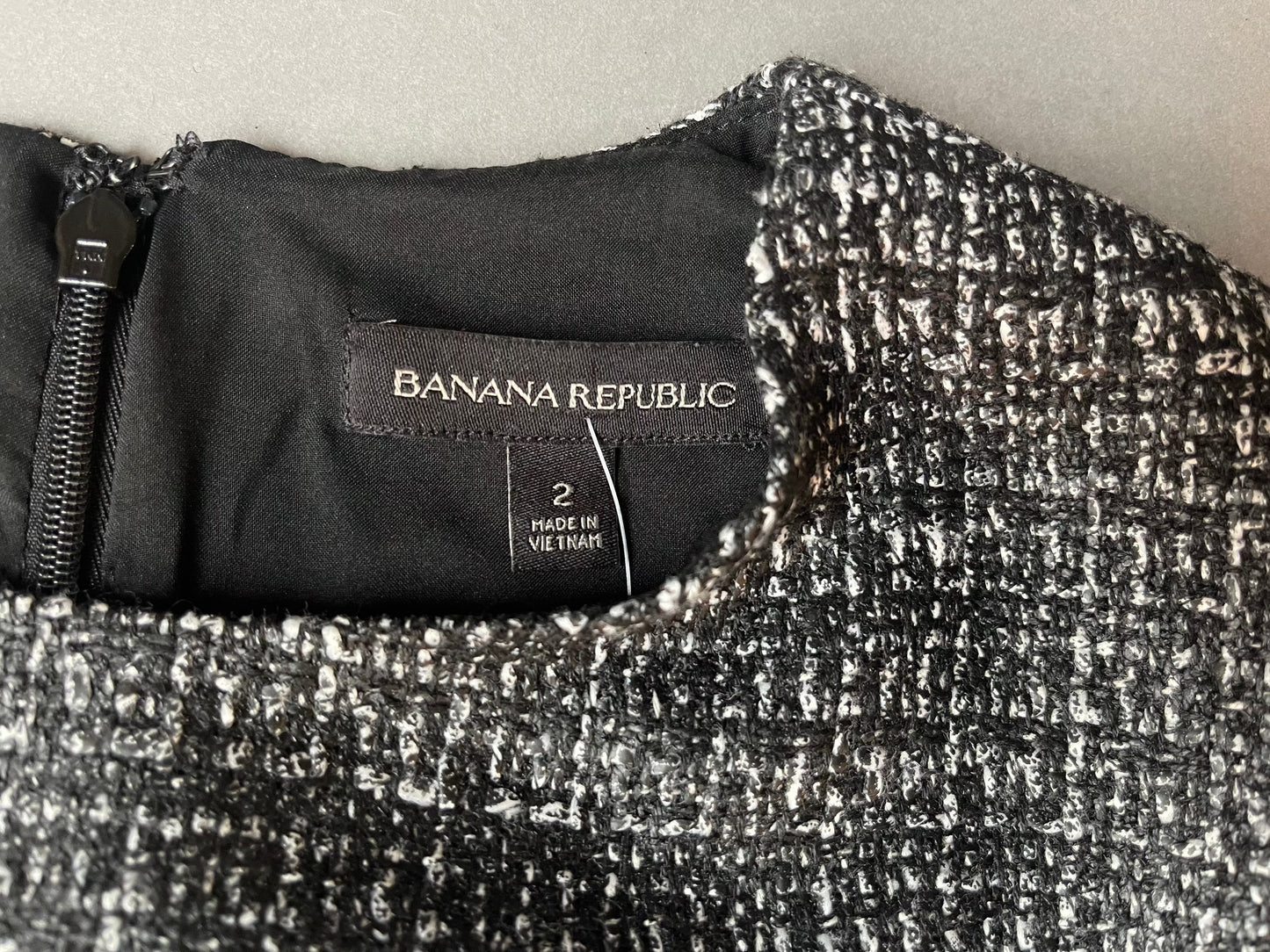 Banana Republic Black, White & Grey Tweed Dress Size 2