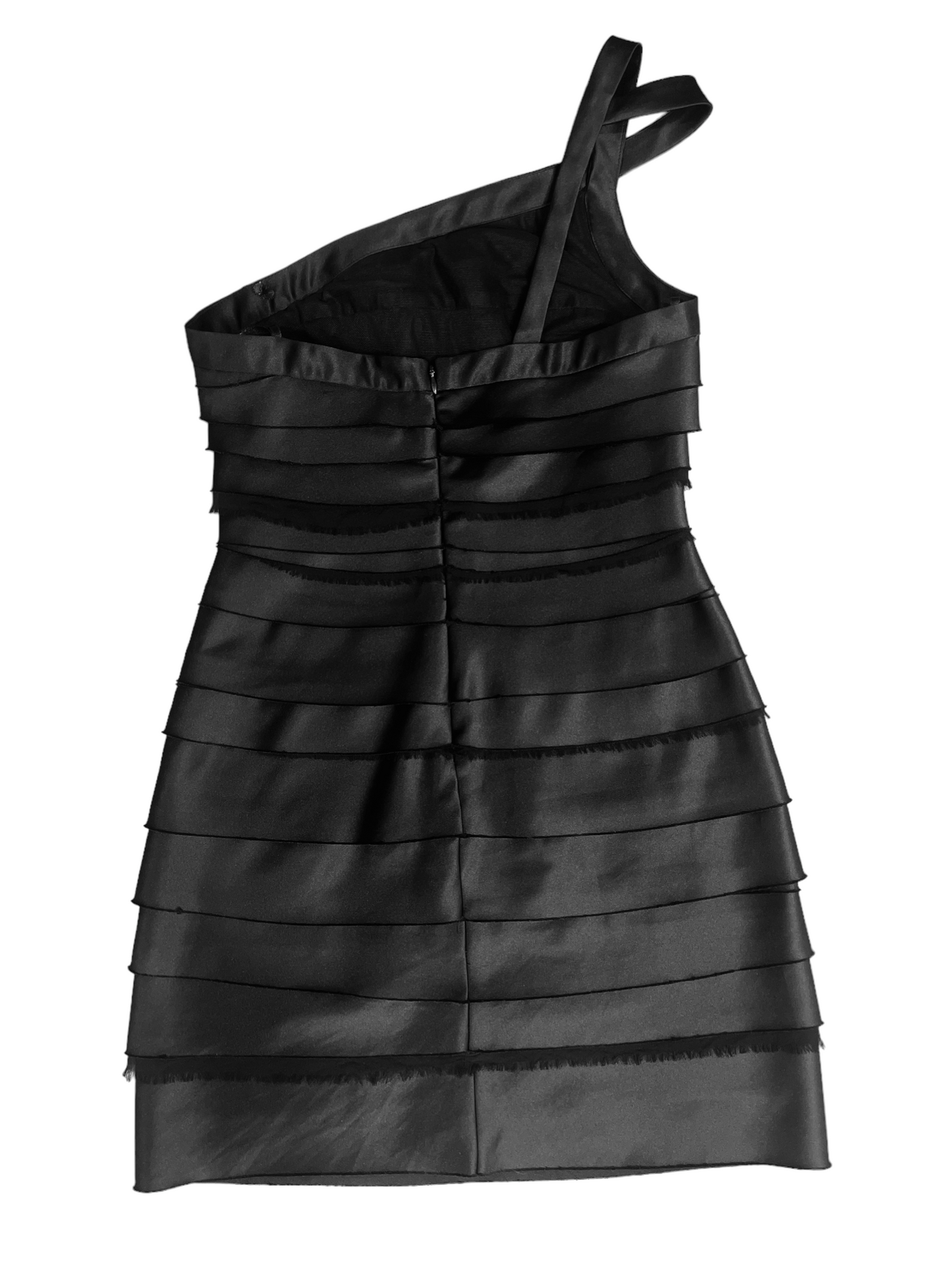 BCBG Maxazria Black Ruched One Shoulder Cocktail Dress Size 4