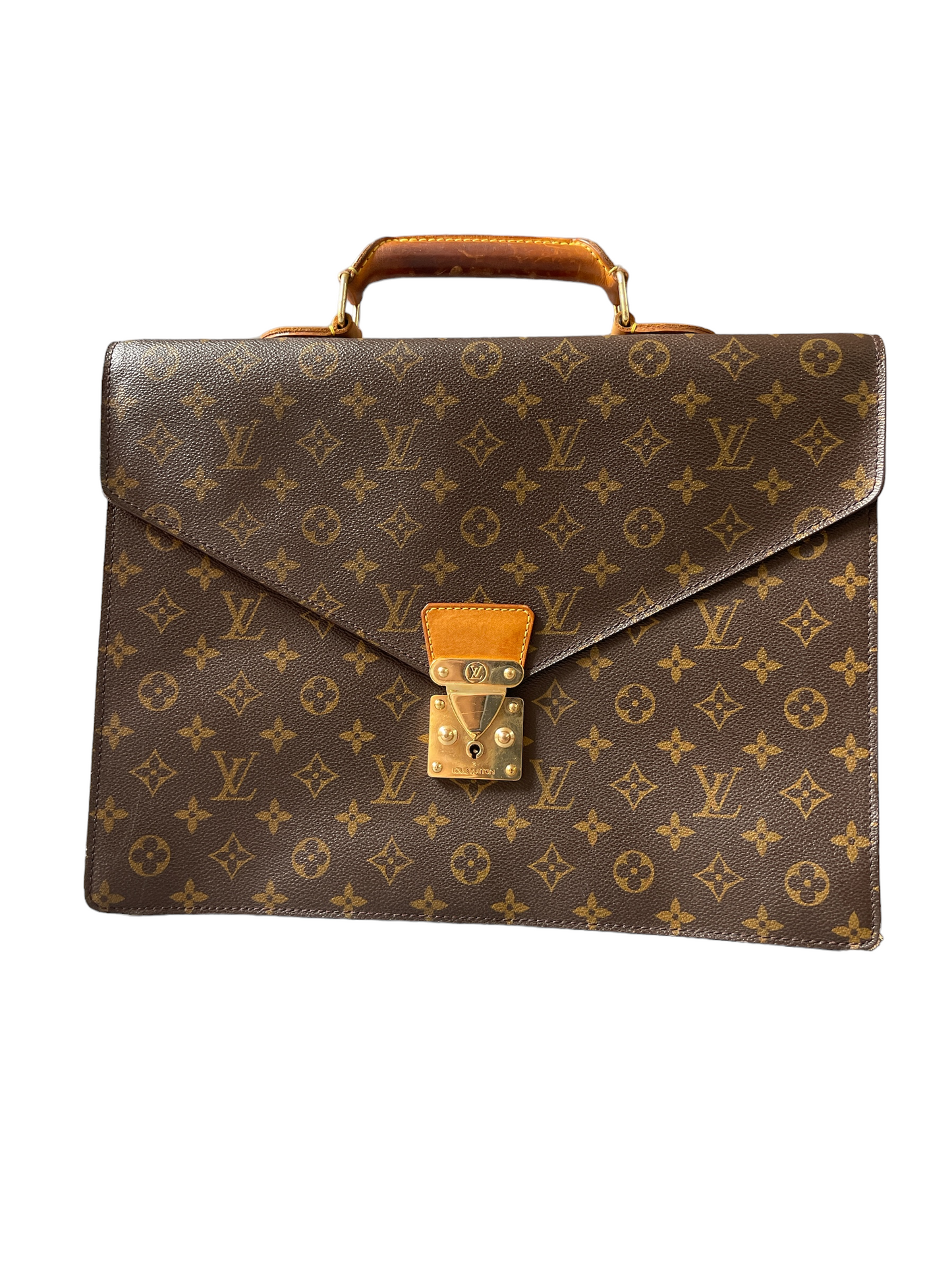 Louis Vuitton Vintage Briefcase with Classic LV Monogram and Gold Buckle