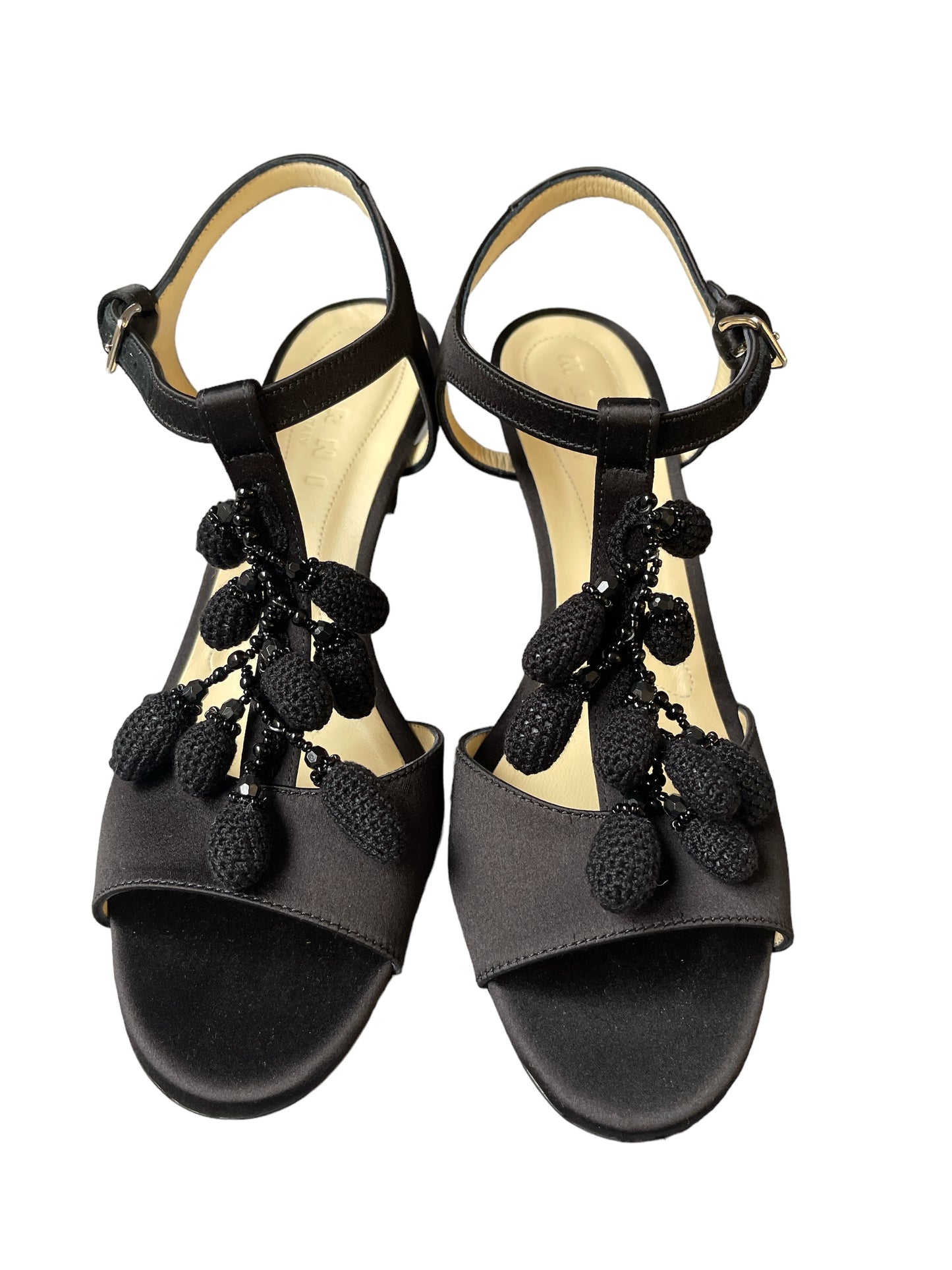 Marni Black Beaded Detailed Sandals Size 38