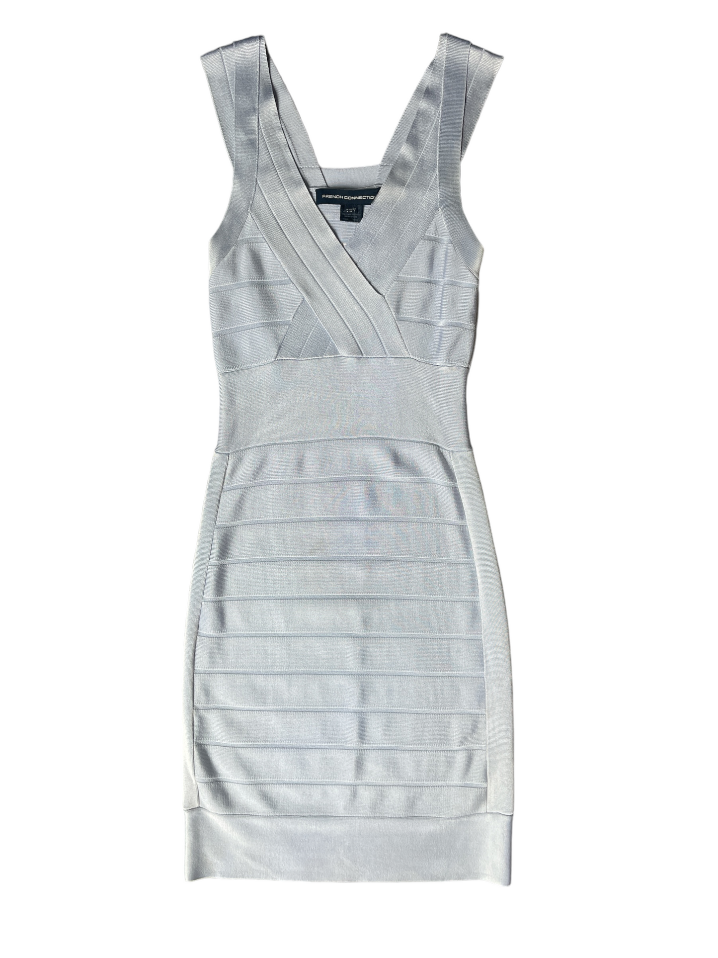 French Connection Silver Detailed Form Fitting Dress Size 4.