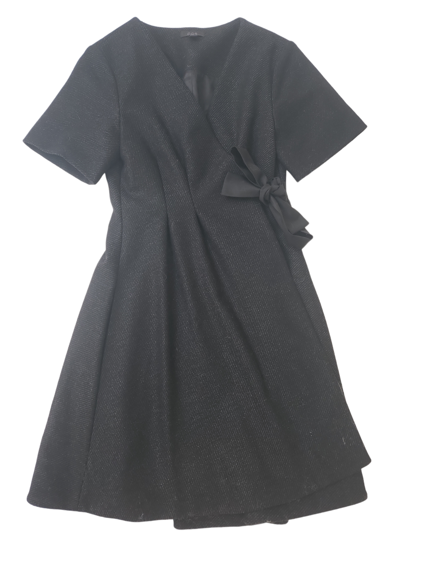 COS Black Wool Wrap Around Dress Size 6