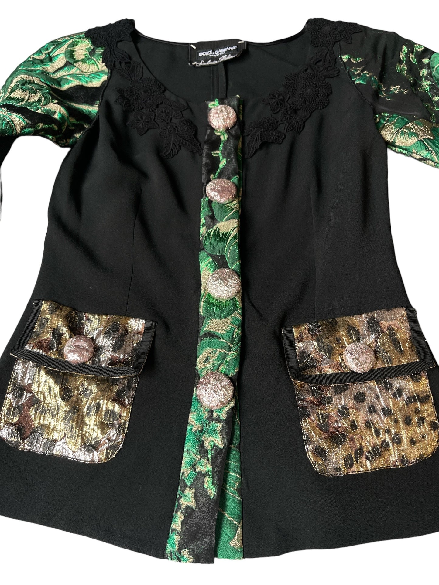 Dolce & Gabbana Cady Jacket With Jacquard Details -size S Designer Luxury Fashion