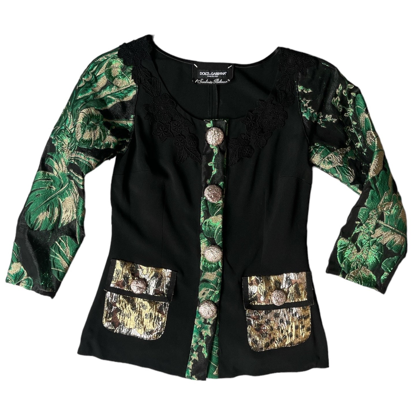 Dolce & Gabbana Cady Jacket With Jacquard Details -size S Designer Luxury Fashion